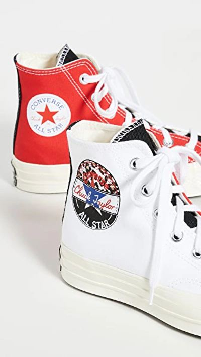 Shop Converse Chuck 70 Logo Play High Top Sneakers In White/university Red/rush Blue