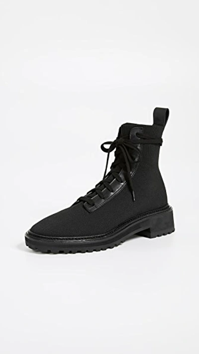 Shop Loeffler Randall Brady Stretch Knit Combat Boots In Black