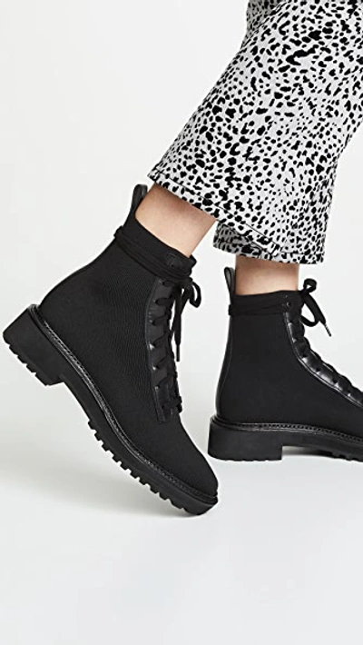 Shop Loeffler Randall Brady Stretch Knit Combat Boots In Black