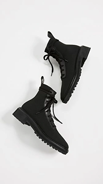 Shop Loeffler Randall Brady Stretch Knit Combat Boots In Black