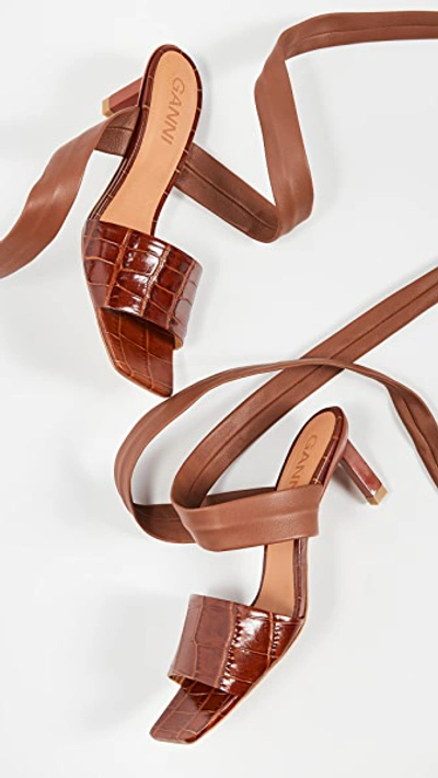 Shop Ganni Heeled Sandals In Cognac