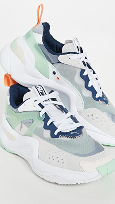 Shop Puma Rise Sneakers In White Mist/green Cantaloupe
