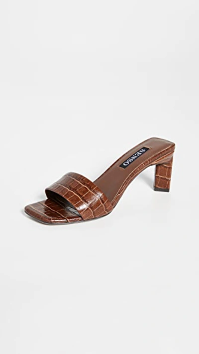 Senso Maisy I Croc-embossed Slide Sandals In Cocoa