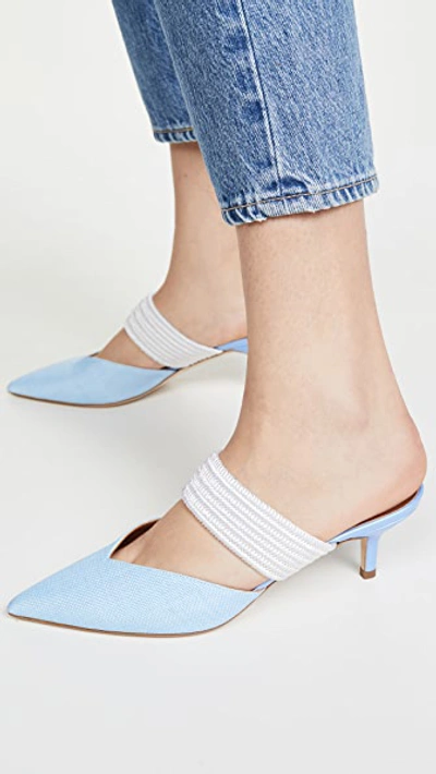 Shop Malone Souliers 45mm Maisie Mules In Baby Blue/white