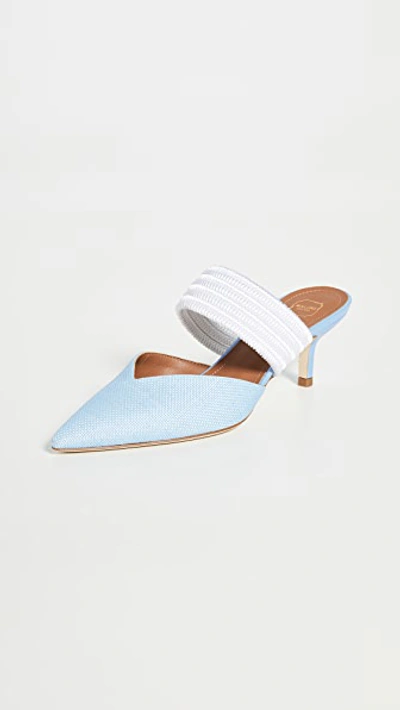 Shop Malone Souliers 45mm Maisie Mules In Baby Blue/white