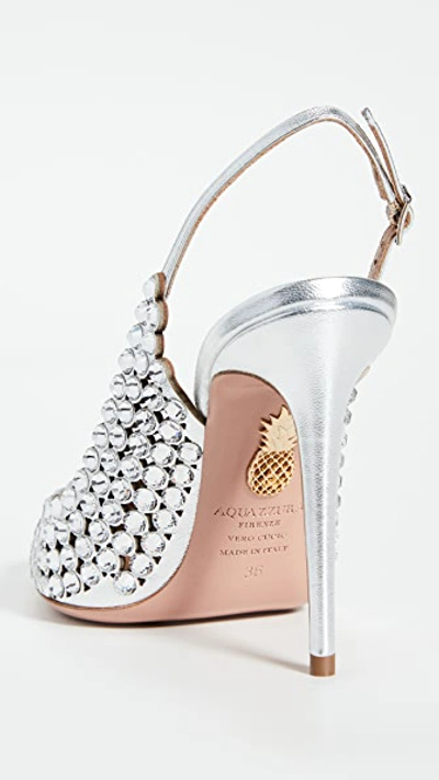 Shop Aquazzura 105mm Tequila Pumps In Silver