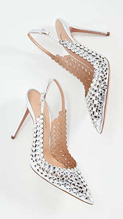 Shop Aquazzura 105mm Tequila Pumps In Silver