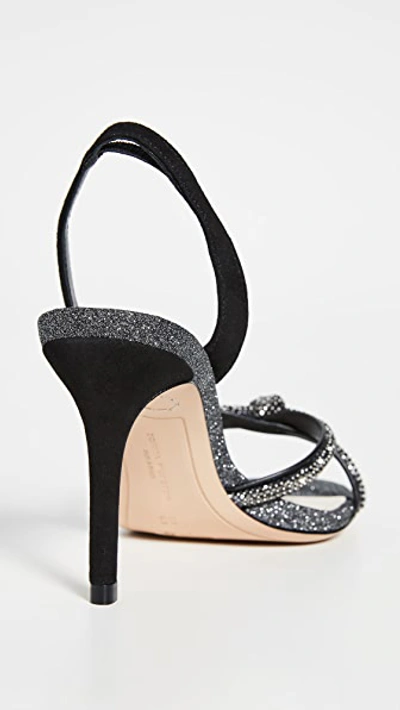 Shop Sophia Webster Giovanna Mid Sandals In Black & Silver Glitter