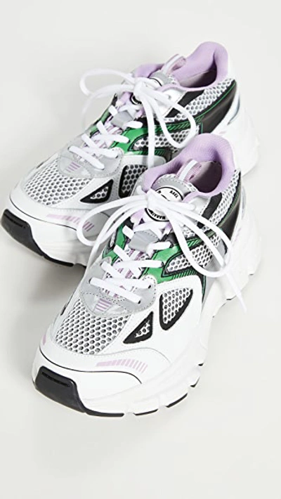 Shop Axel Arigato Marathon Sneakers In White/black/neon Green