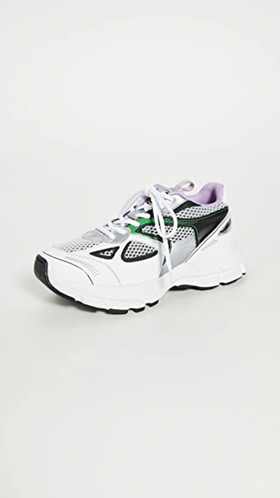 Shop Axel Arigato Marathon Sneakers In White/black/neon Green