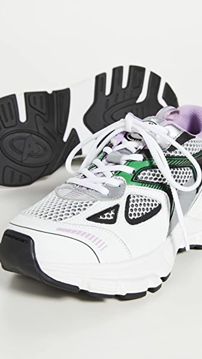 Shop Axel Arigato Marathon Sneakers In White/black/neon Green