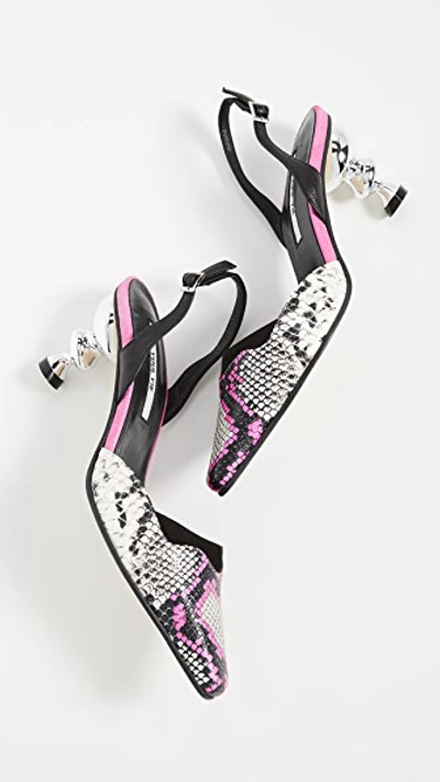 Shop Yuul Yie Lissom Slingback Pumps In Multi Pink Python/white