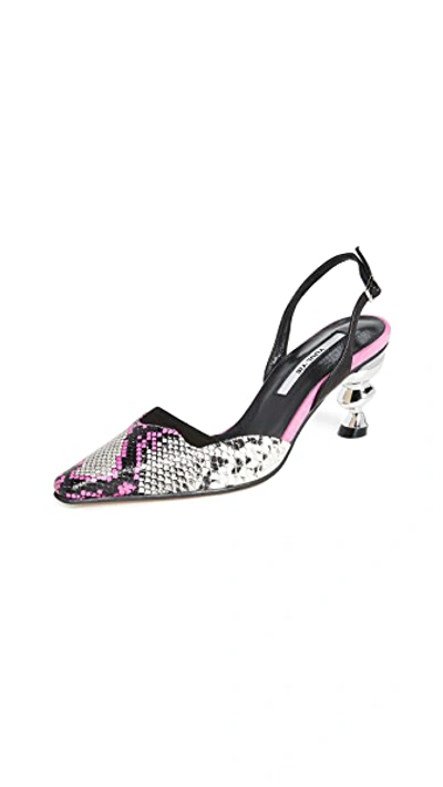 Shop Yuul Yie Lissom Slingback Pumps In Multi Pink Python/white