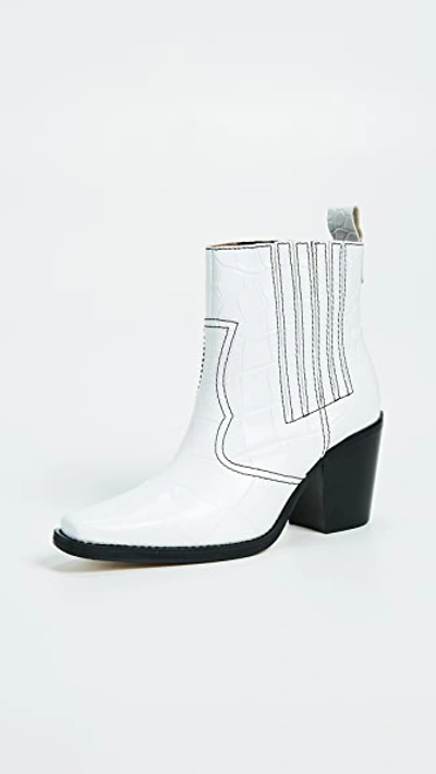 Shop Ganni Western Boots In Bright White
