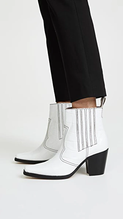 Shop Ganni Western Boots In Bright White