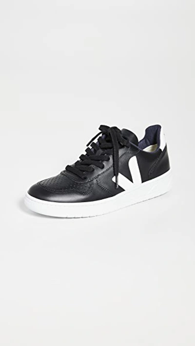 Shop Veja V-10 Sneakers In Black/white
