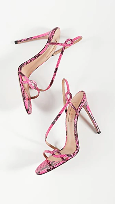 Shop Aquazzura 105mm Serpentine Sandals In Exotic Pink