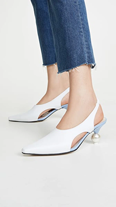 Shop Yuul Yie Eva Slingback Pumps In White/light Blue