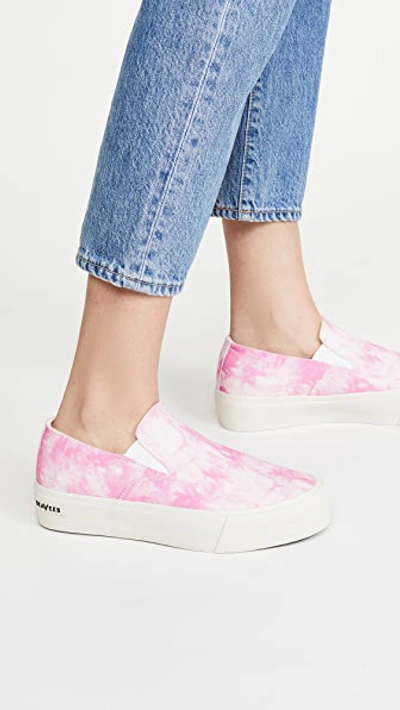 Shop Seavees Baja Platform Tie Dye Slip On Sneakers In Pink Cotton Canvas