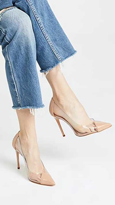 Shop Schutz Cendi Point Toe Pumps In Honey Beige