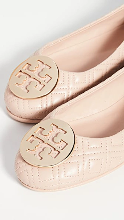 Shop Tory Burch Quilted Minnie Flats In Goan Sand/gold