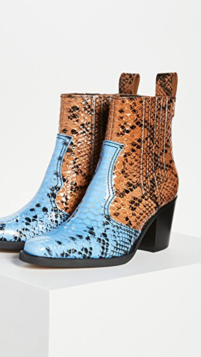 Shop Ganni Western Booties In Brunnera Blue