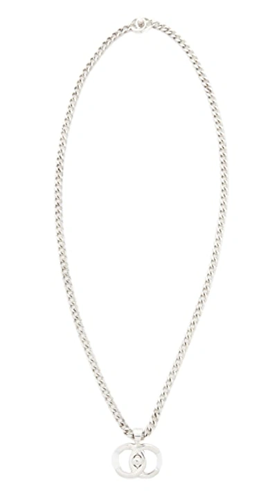 Pre-owned Chanel Turn Lock Necklace In Silver