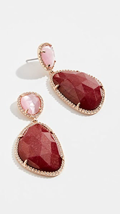 Shop Stella & Ruby Dyed Jade Earrings In Gold/pink