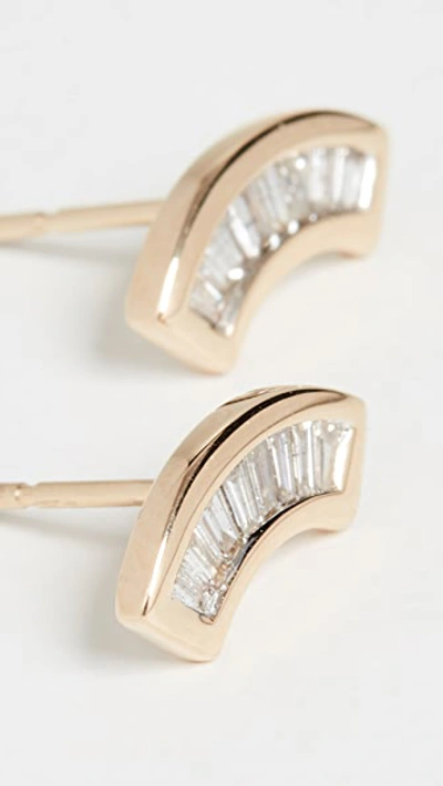 Shop Adina Reyter 14k Heirloom Baguette Arc Earrings In Yellow Gold