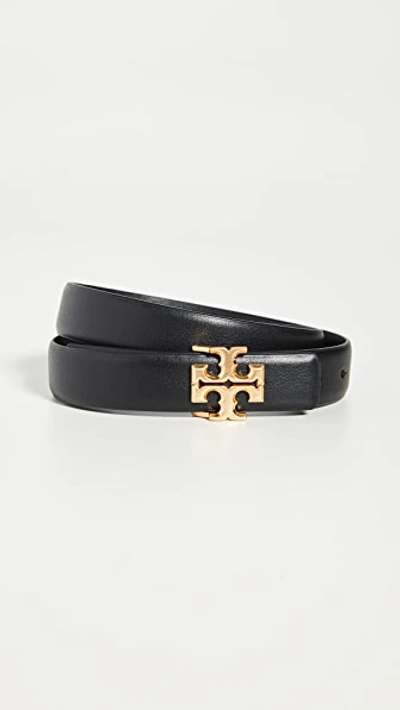 Shop Tory Burch Kira Logo Belt In Black/gold