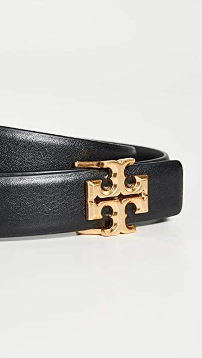 Shop Tory Burch Kira Logo Belt In Black/gold