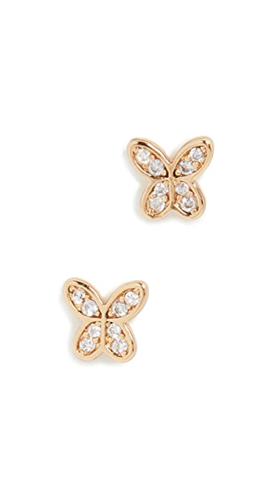 Shop Kate Spade In A Flutter Pave Mini Studs In Clear/gold