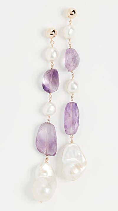 Shop Beck Jewels Neptuno Shoulder Dusters Set In Gold/amethyst/pearl