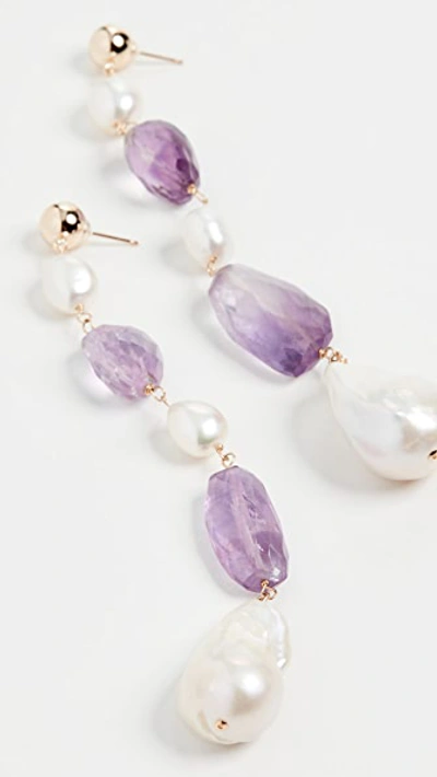 Shop Beck Jewels Neptuno Shoulder Dusters Set In Gold/amethyst/pearl