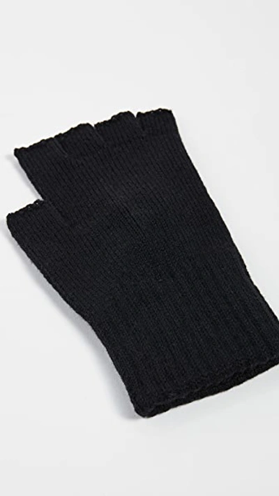 Shop Victoria Beckham Rbk Vb Fingerless Gloves In Black/black