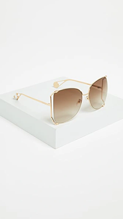 Shop Gucci Cruise Snake Sunglasses In Gold/gradient Brown