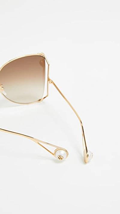 Shop Gucci Cruise Snake Sunglasses In Gold/gradient Brown
