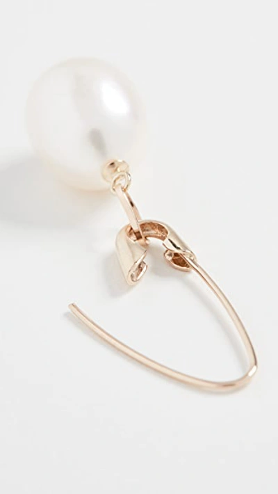Shop Loren Stewart 14k Teardrop Pearl Safety Pin Earring In Gold/pearl