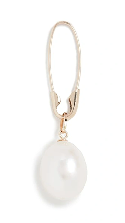 Shop Loren Stewart 14k Teardrop Pearl Safety Pin Earring In Gold/pearl