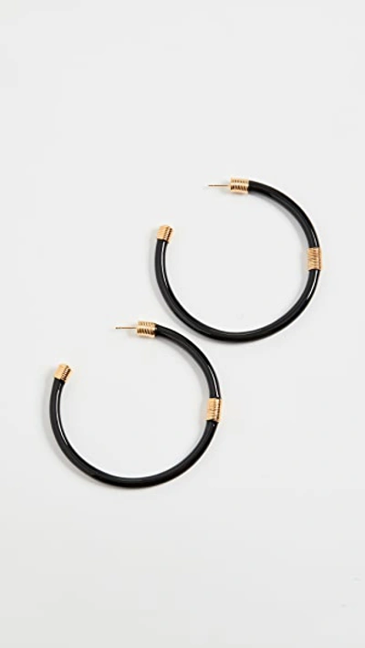 Shop Aurelie Bidermann Katt Hoop Earrings In Black