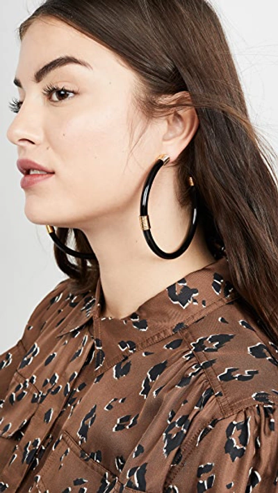 Shop Aurelie Bidermann Katt Hoop Earrings In Black