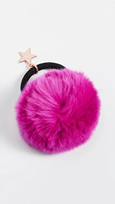 Shop Jocelyn Rex Rabbit Pom Pom Hair Tie In Hot Pink
