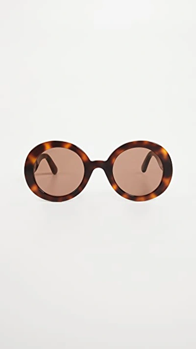 Shop Gucci Gg Oval Sunglasses In Havana/brown