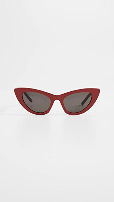 Shop Saint Laurent Sl 213 Lily Sunglasses In Red/solid Grey