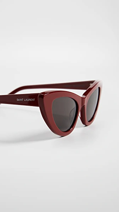 Shop Saint Laurent Sl 213 Lily Sunglasses In Red/solid Grey