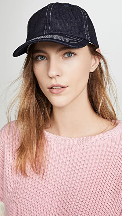 Shop Acne Studios Denim Baseball Hat In Indigo Blue