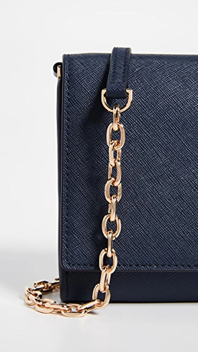 Tory Burch Robinson Chain Wallet In Royal Navy