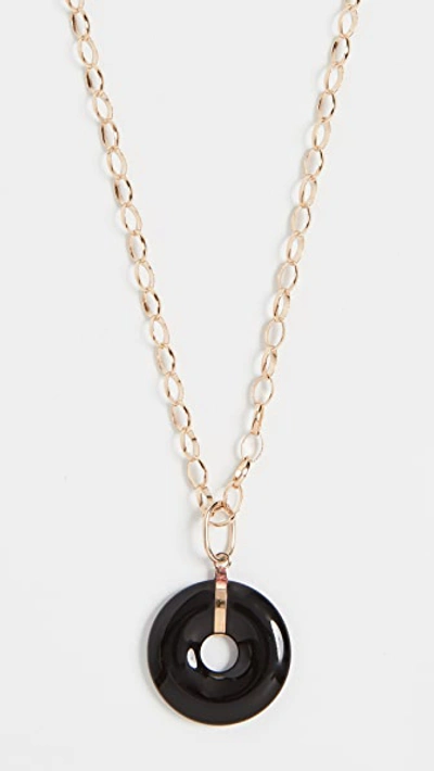 Shop Loren Stewart 14k Onyx Torus Pendant Necklace In Yellow Gold/onyx