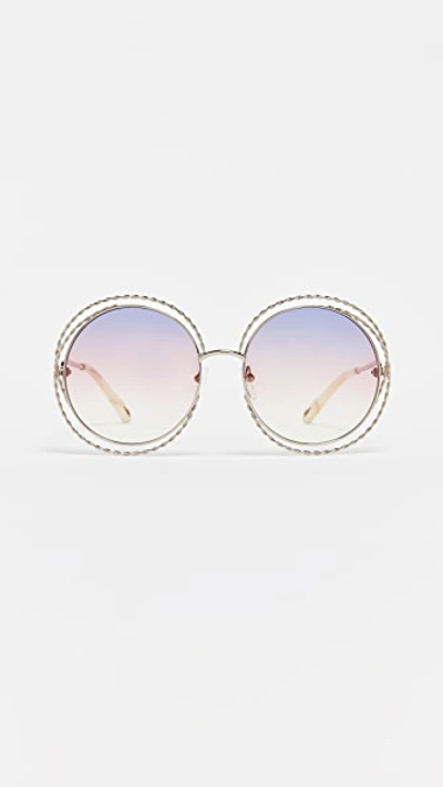 Shop Chloé Carlina Torsade Sunglasses In Gold/rainbow