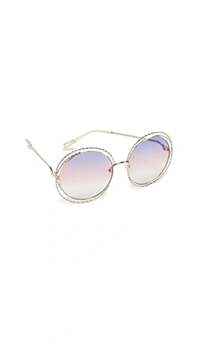 Shop Chloé Carlina Torsade Sunglasses In Gold/rainbow